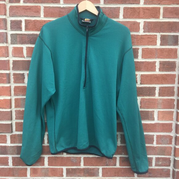 Vintage REI 1/2 Zip Polartec Pullover Adult Large Hunter Green Mock Neck - Picture 1 of 12